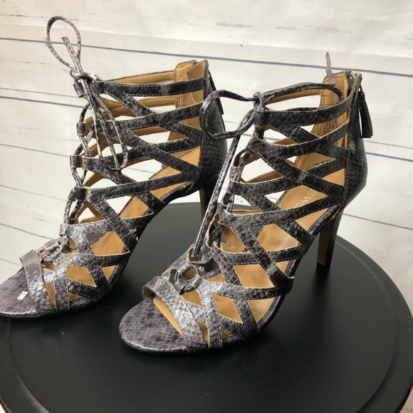 NWOT Nine West lace up snake skin heels SZ8 - Picture 4 of 7
